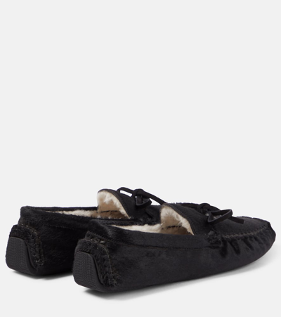 Shop The Row Lucca Calf Hair Moccasins In Black
