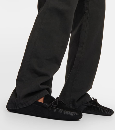 The Row Lucca Calf Hair Moccasins In Black