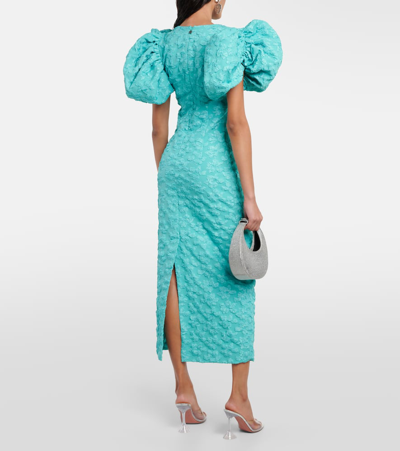 Shop Rotate Birger Christensen Jacquard Midi Dress In Blue