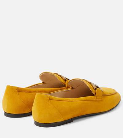Shop Tod's Kate Suede Loafers In Yellow