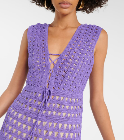 Shop Anna Kosturova Jennifer Crochet Minidress In Purple