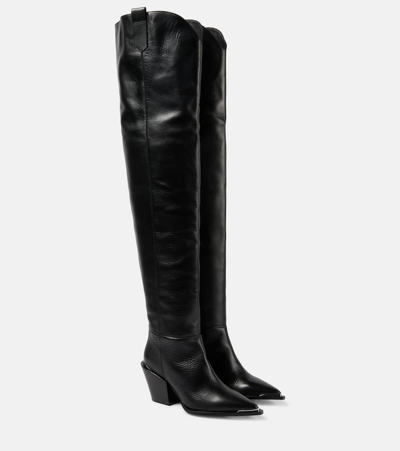 Shop Dorothee Schumacher Strong Femininity Leather Over-the-knee Boots In Black