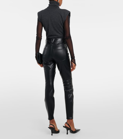 Veronica Beard Debbie Faux Leather Slim Pants In Black