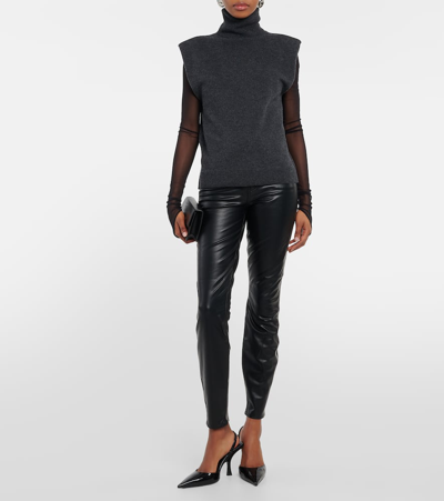 Veronica Beard Debbie Faux Leather Slim Pants In Black