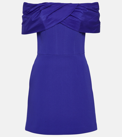Shop Rebecca Vallance Cora Off-shoulder Minidress In Blue