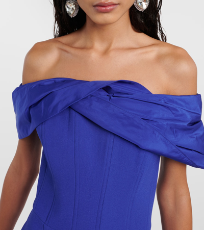 Shop Rebecca Vallance Cora Off-shoulder Minidress In Blue