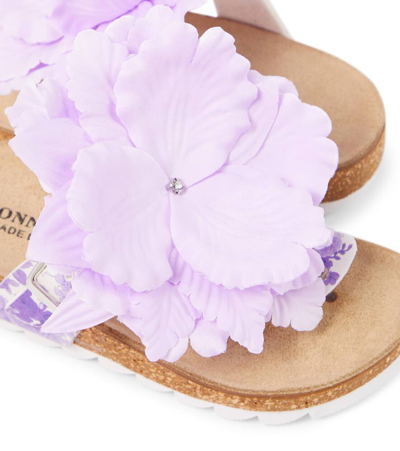 Shop Monnalisa Floral-appliqué Sandals In Purple