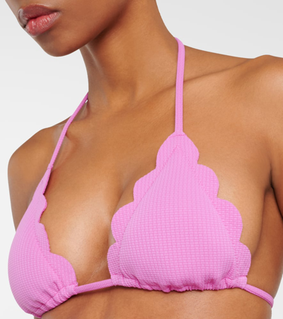 Shop Marysia Broadway Scalloped Triangle Bikini Top In Pink