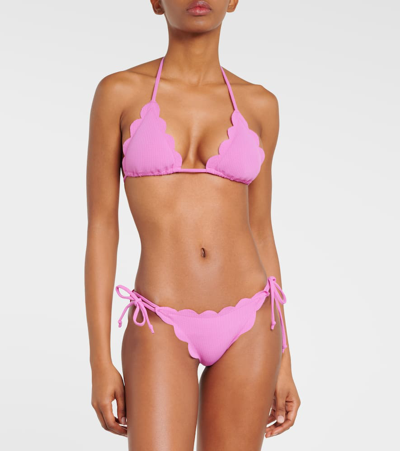 Shop Marysia Broadway Scalloped Triangle Bikini Top In Pink