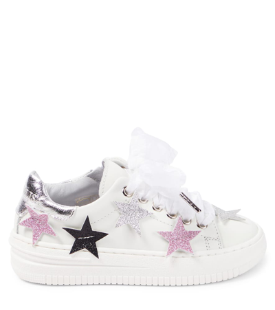 Monnalisa Hohe Sneaker Aus Nappaleder In White