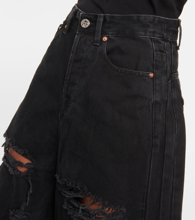 Shop Vetements Distressed Wide-leg Jeans In Black