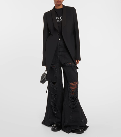 Shop Vetements Distressed Wide-leg Jeans In Black