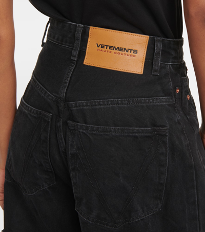 Shop Vetements Distressed Wide-leg Jeans In Black