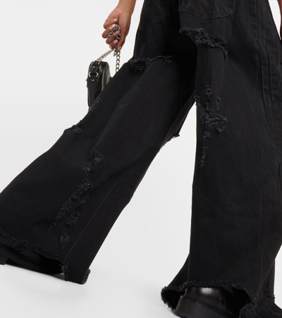 Shop Vetements Distressed Wide-leg Jeans In Black