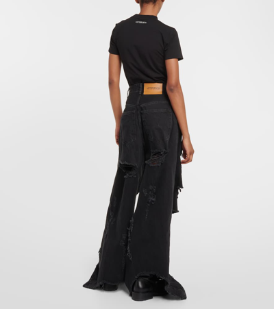 Shop Vetements Distressed Wide-leg Jeans In Black