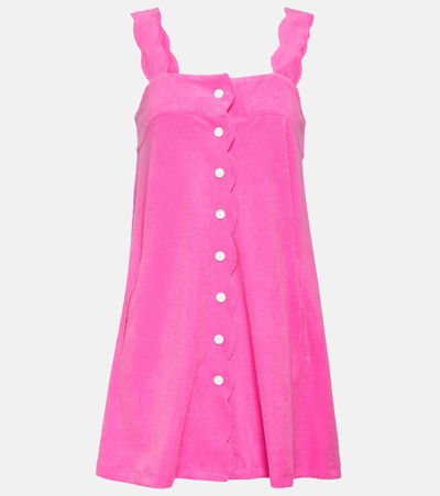 Shop Marysia Scalloped Cotton Blend Minidress In Pink