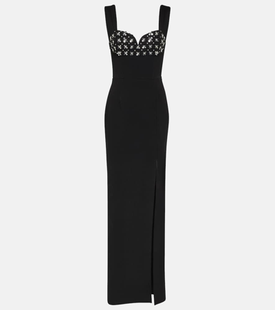 Shop Rebecca Vallance Bianca Crystal-embellished Gown In Black