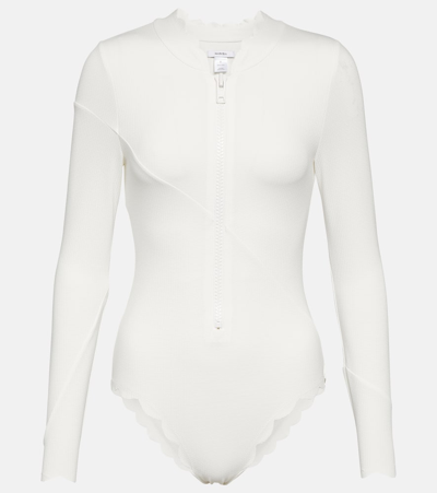 Shop Marysia North Sea Rashguard Swimsuit In White