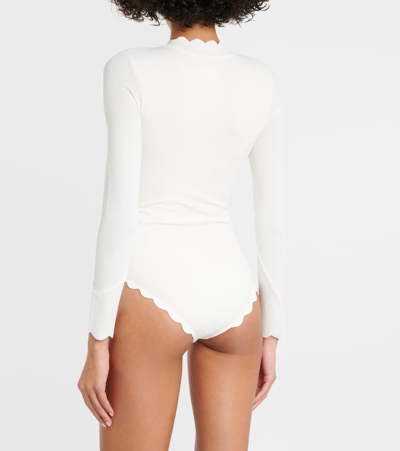 Shop Marysia North Sea Rashguard Swimsuit In White