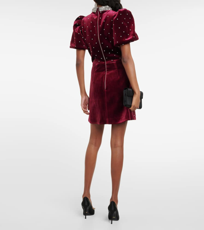 Shop Rebecca Vallance Vanessa Embellished Velvet Minidress In Red