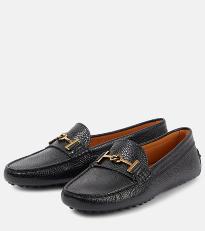 Shop Tod's Gommino Leather Loafers In Black