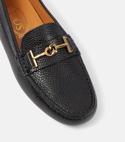 Shop Tod's Gommino Leather Loafers In Black