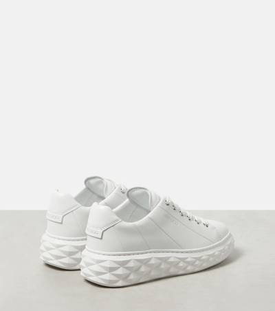 Shop Jimmy Choo Diamond Light Maxi/ F Leather Sneakers In White
