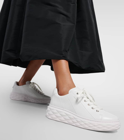 Shop Jimmy Choo Diamond Light Maxi/ F Leather Sneakers In White