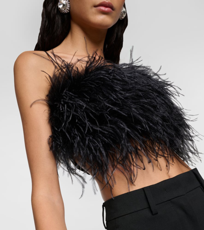 Miu Miu Bralette Aus Wolle Mit Federn In Black