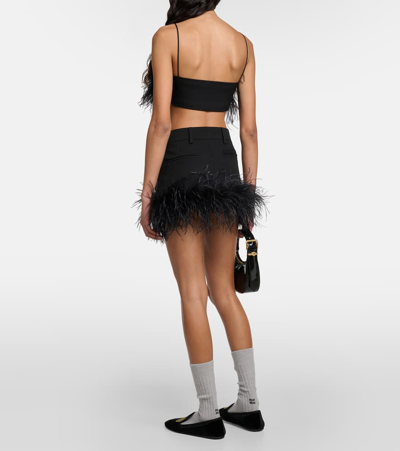 Miu Miu Bralette Aus Wolle Mit Federn In Black
