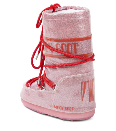 Shop Moon Boot Icon Glitter Snow Boots In Pink