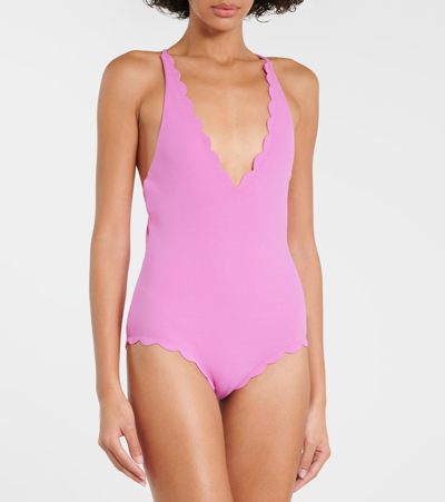 Shop Marysia North Maillot Scalloped Swimsuit In Pink