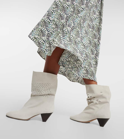 Shop Isabel Marant Reachi Suede Ankle Boots In Beige