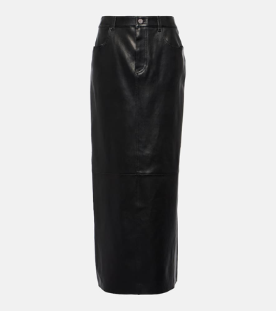 Shop Stouls Beth Leather Midi Skirt In Black