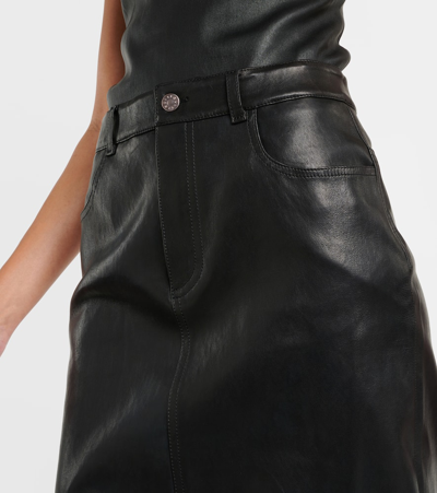 Shop Stouls Beth Leather Midi Skirt In Black