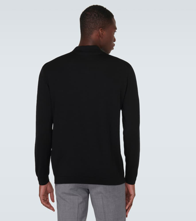 Shop Lardini Wool-blend Polo Sweater In Black