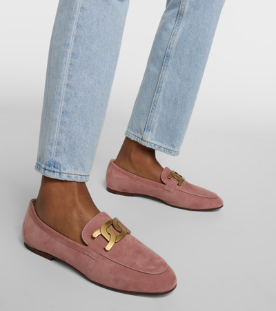 Shop Tod's Kate Suede Loafers In Purple