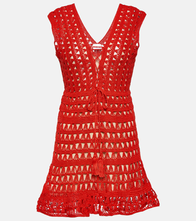 Shop Anna Kosturova Jennifer Crochet Minidress In Red