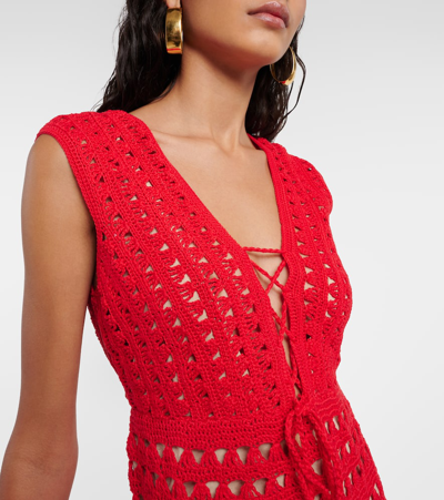 Shop Anna Kosturova Jennifer Crochet Minidress In Red