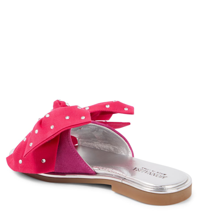 Monnalisa Bow-detail Embellished Slides In Red