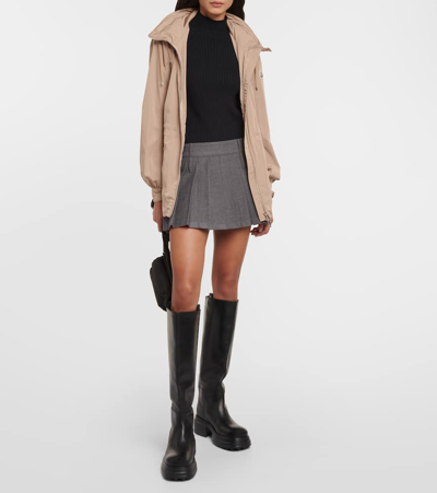Moncler Enet Technical Twill Parka In Neutrals
