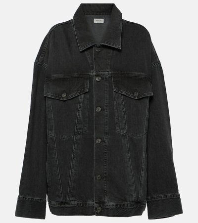 Shop Agolde Wayne Oversized Denim Jacket In Black