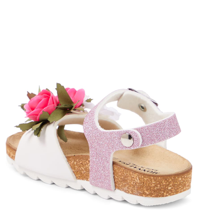 Monnalisa Floral-appliqué Sandals In Multicoloured