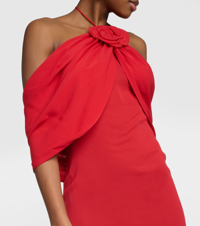 Shop Magda Butrym Floral-appliqué Silk Blend Gown In Red