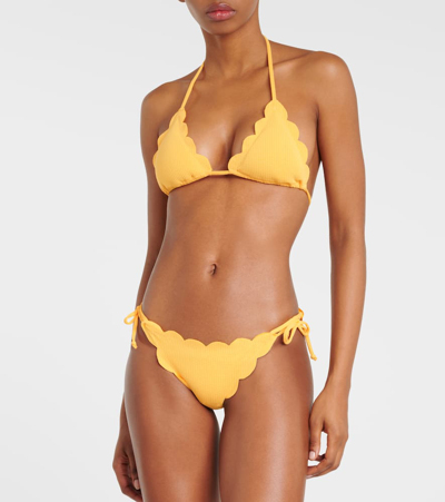 Shop Marysia Broadway Scalloped Triangle Bikini Top In Orange