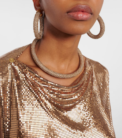 Shop Rabanne Pixel Tube Necklace In Gold