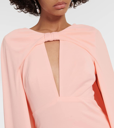 Shop Monique Lhuillier Caped Keyhole Satin Gown In Pink