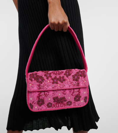 Staud Tommy Beaded Shoulder Bag In Multicoloured