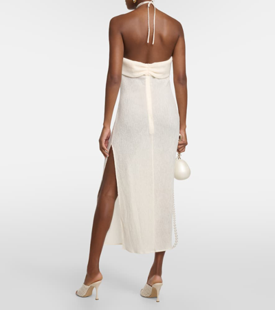 Magda Butrym Pearl-detail Halterneck Midi Dress In White