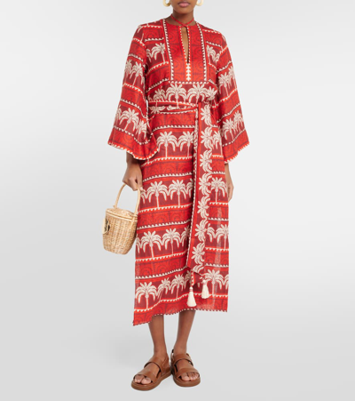 Shop Johanna Ortiz Printed Linen Maxi Dress In Multicoloured